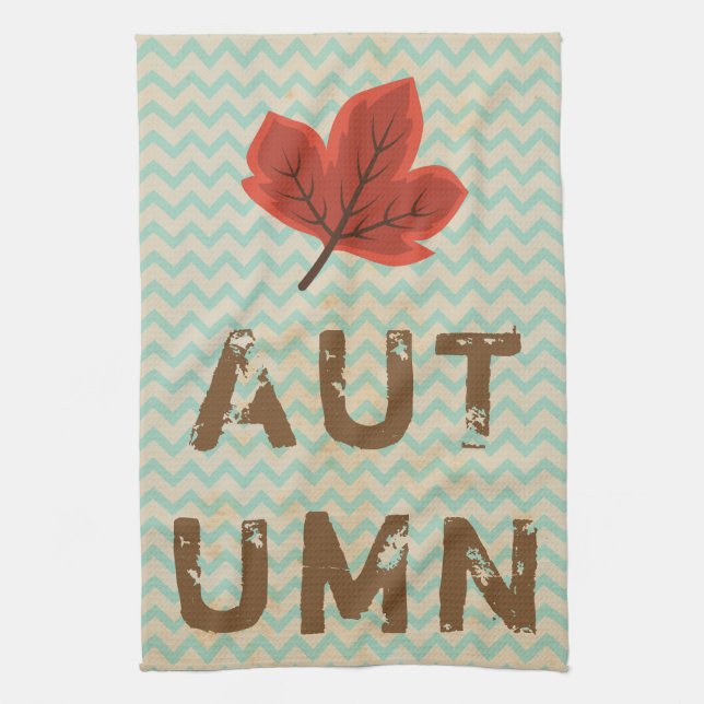 Distressed Modern Autumn  Tea Towel (Vertical)