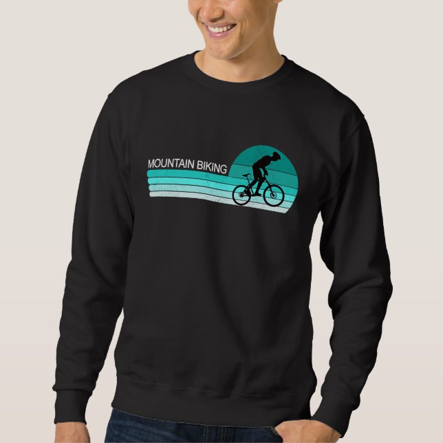 Distressed Mountain Biking Bike Cycle Blue Sunset Sweatshirt (Front)
