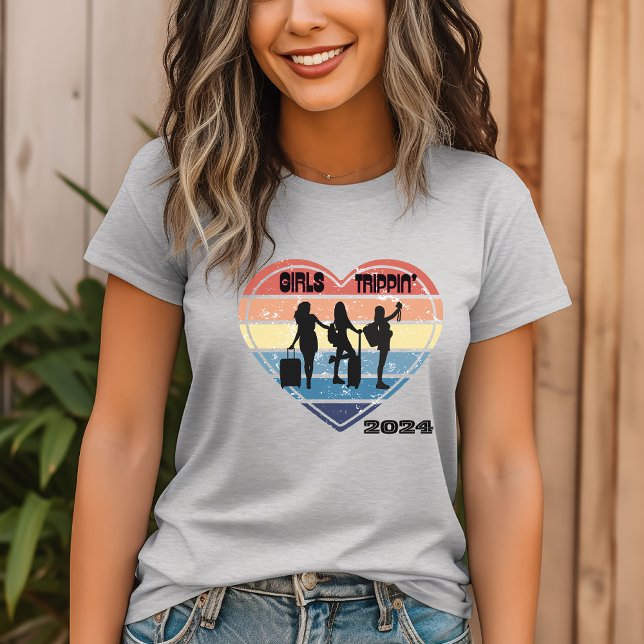 Distressed Multi Colour Heart Silhouette Girls Tri T-Shirt (Creator Uploaded)