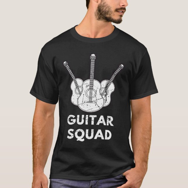 Distressed Musician Music Acoustic Guitar Squad Gu T-Shirt (Front)