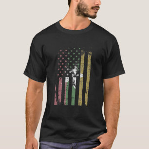 Distressed Myanmar Flag Over American Flag T-Shirt
