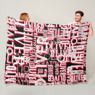 Distressed Names Replicated Modern Typography Fleece Blanket