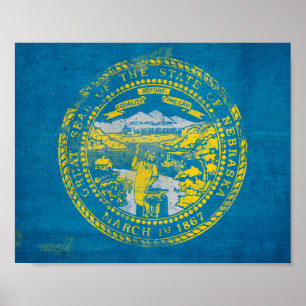 Distressed Nebraska Flag Poster