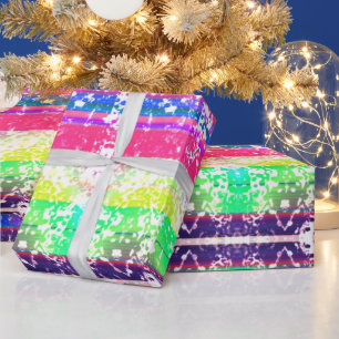 Distressed Neon Striped Wrapping Paper