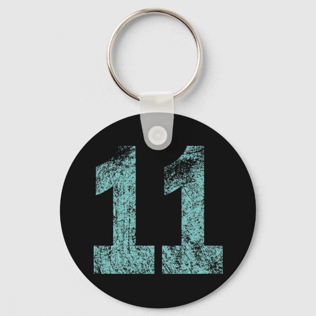 DISTRESSED NUMBER 11 KEY RING (Front)