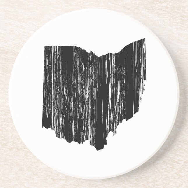Distressed Ohio State Outline Coaster (Front)