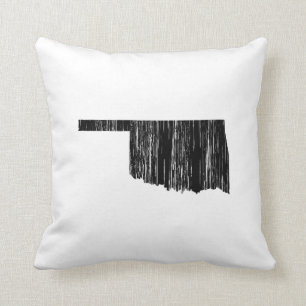 Distressed Oklahoma  State Outline Cushion