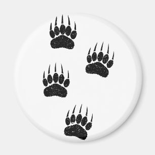 Distressed Old Paper Print Black Bear Paws Magnet