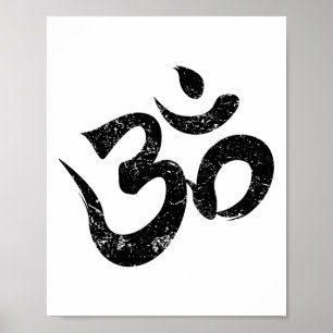 Distressed Om Meditation Spiritual Indian Yoga Sym Poster