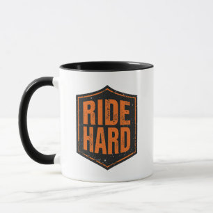 Distressed Orange "Ride Hard" Patch Mug