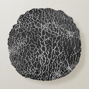 Distressed overlay texture of crocodile or snake s round cushion