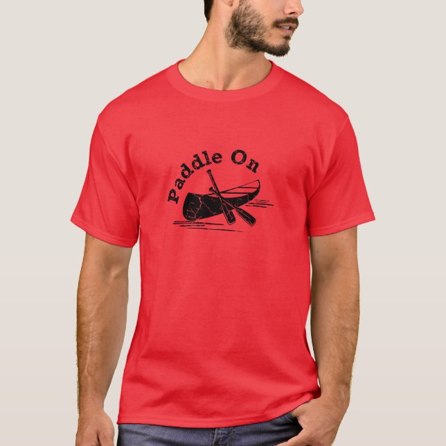 Distressed Paddle On Design -  Men's Basic Dark T- T-Shirt (Front)