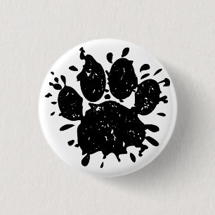Distressed Paint Splatter Dog Paw Print 3 Cm Round Badge