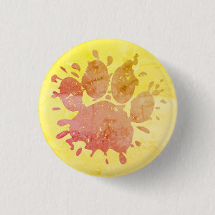 Distressed Paint Splatter Dog Paw Print 3 Cm Round Badge