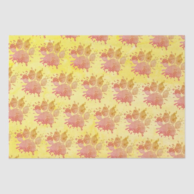 Distressed Paint Splatter Dog Paw Print Tissue Paper (Front)