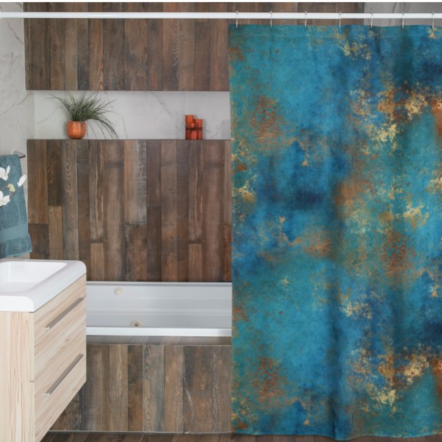 Distressed Patina Copper Turquoise Grunge Shower Curtain (Creator Uploaded)