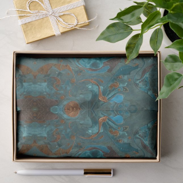 Distressed Patina Copper Vintage Ephemera  Tissue Paper (Gift)