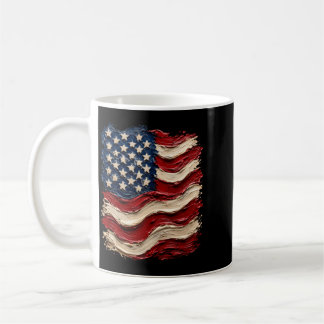 Distressed Patriotic Aamerican Flag Paint Style Coffee Mug