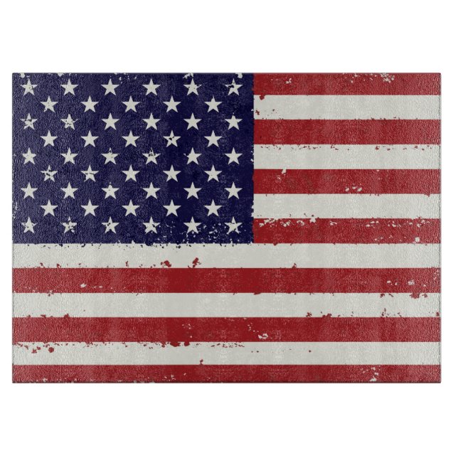 Distressed Patriotic American Flag Cutting Board (Front)