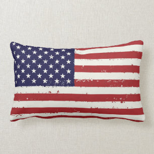 Distressed Patriotic American Flag Lumbar Cushion