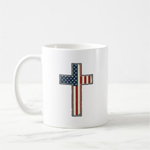 Distressed Patriotic Cross Vector Design_1 Coffee Mug