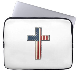 Distressed Patriotic Cross Vector Design_1 Laptop Sleeve