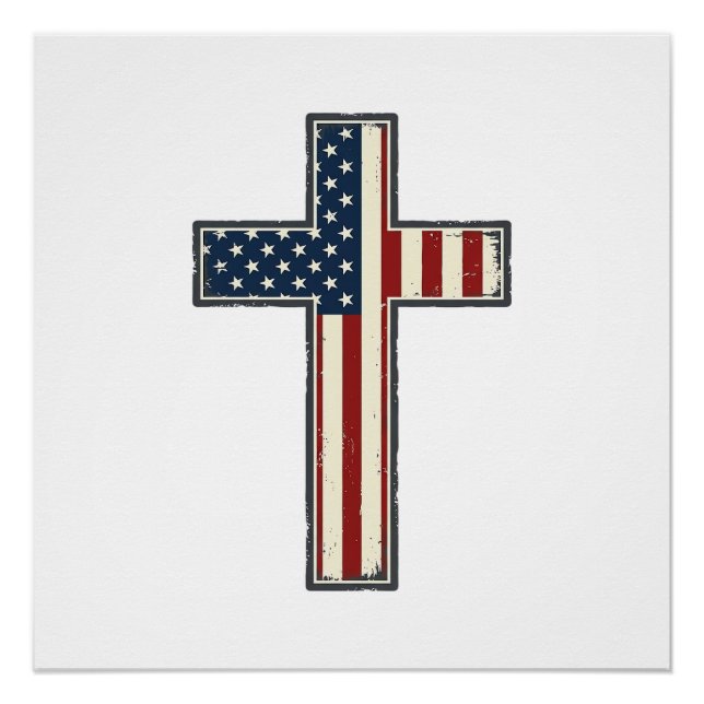 Distressed Patriotic Cross Vector Design_1 Poster (Front)