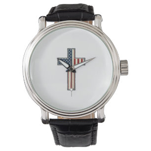 Distressed Patriotic Cross Vector Design_1 Watch