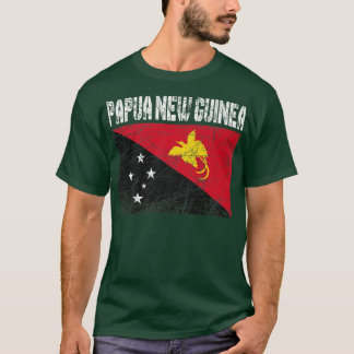 Distressed Patriotic Papua New Guinea Flag Men Wom T-Shirt