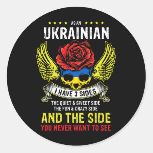Distressed Patriotic Proud Ukrainian Skull Ukraine Classic Round Sticker