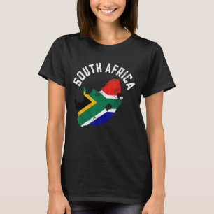 Distressed Patriotic South Africa Flag Map Men Wom T-Shirt