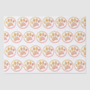 Distressed Paw And Round Frame Dog Print Pattern Tissue Paper