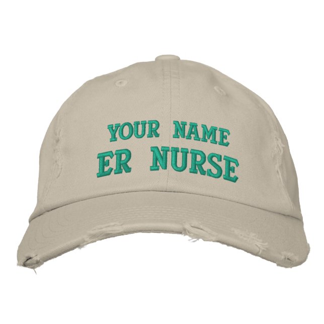 Distressed personalised ER Nurse Cap (Front)