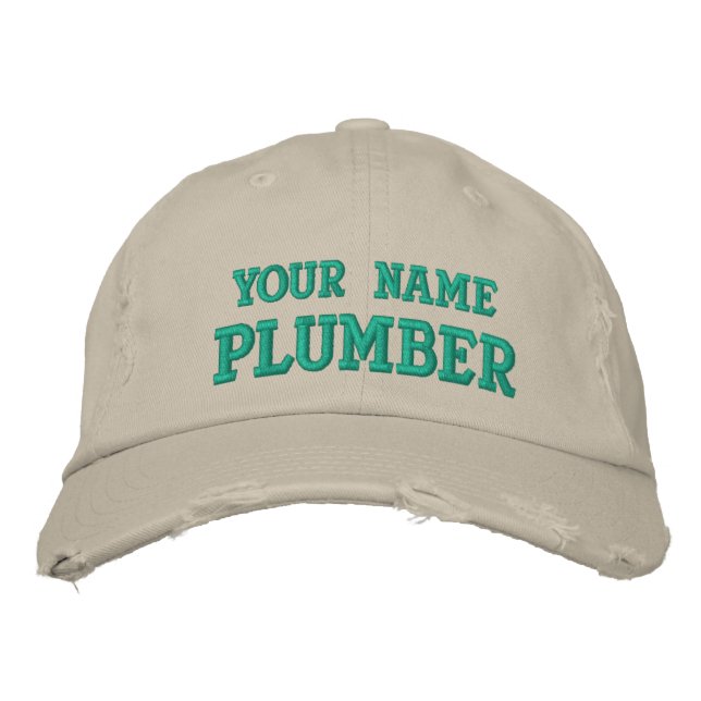 Distressed personalised Plumber Hat (Front)