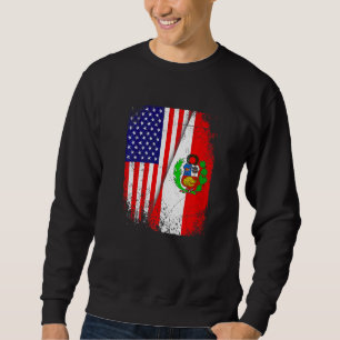 Distressed Peru Flag & American Flag Patriotic Sweatshirt