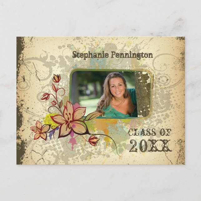 Distressed photo graduation party announcement (Front)