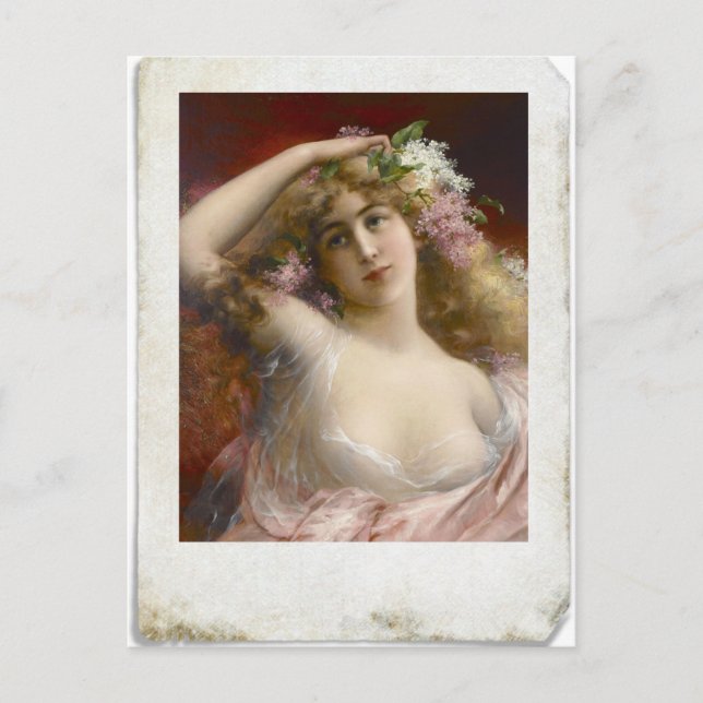 Distressed Photograph of Victorian Lady Postcard (Front)