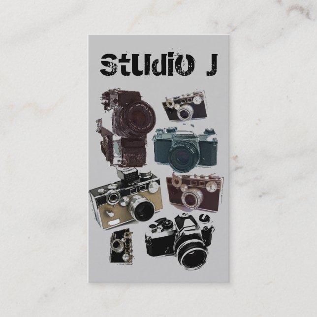 distressed photographer photography retro Camera Business Card (Front)