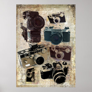 distressed photographer photography retro Camera Poster