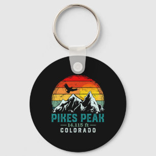 Distressed Pikes Peak Mountain Colorado Retro Hiki Key Ring