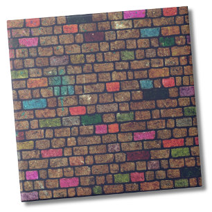 Distressed Pink Painted Bricks Ceramic Tile