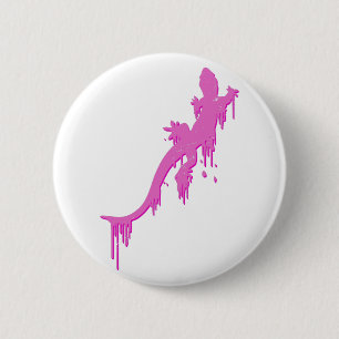 Distressed Pink Salamander With Paint Drip 6 Cm Round Badge