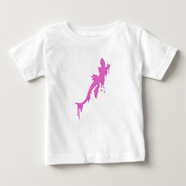 Distressed Pink Salamander With Paint Drip Baby T-Shirt (Front)