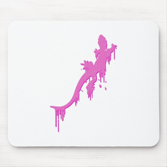 Distressed Pink Salamander With Paint Drip Mouse Pad (Front)