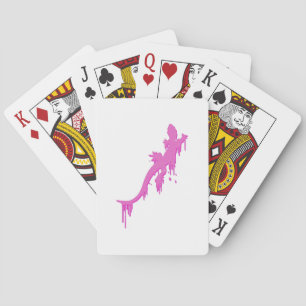 Distressed Pink Salamander With Paint Drip Playing Cards