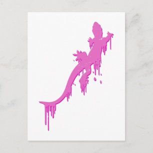 Distressed Pink Salamander With Paint Drip Postcard