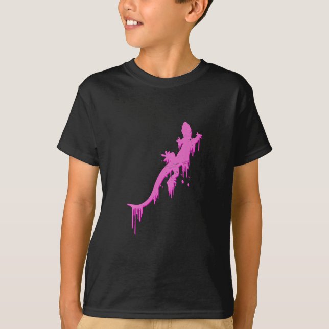 Distressed Pink Salamander With Paint Drip T-Shirt (Front)