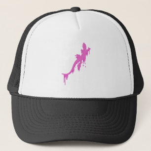 Distressed Pink Salamander With Paint Drip Trucker Hat