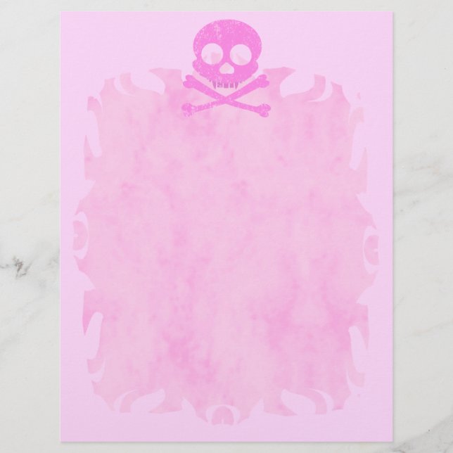 Distressed Pink Skull Flame Letterhead (Front)