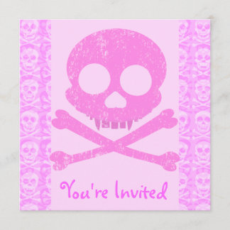 Distressed Pink Skull Invitations